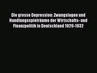 Video herunterladen: Die grosse Depression: Zwangslagen und Handlungsspielräume der Wirtschafts- und Finanzpolitik