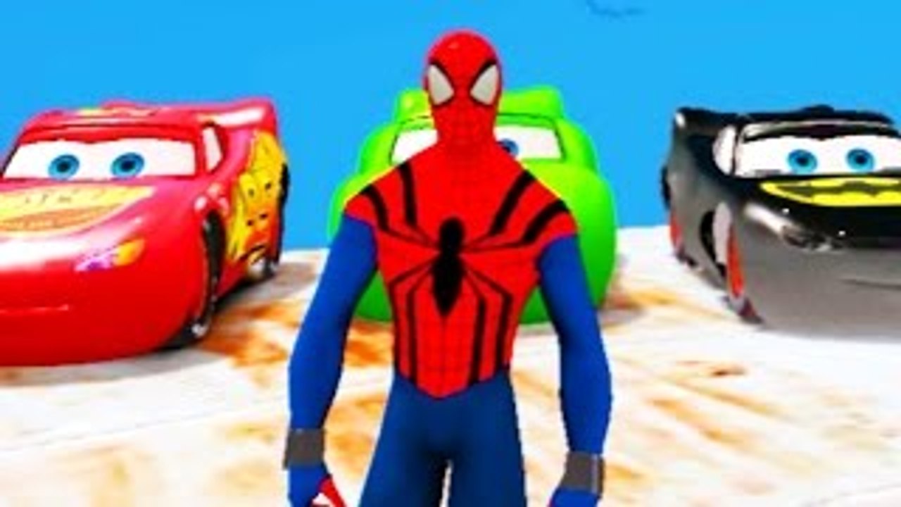 Spiderman Wheels On The Bus Go Round And Round w/ McQueen Disney Cars Nursery Rhymes for C