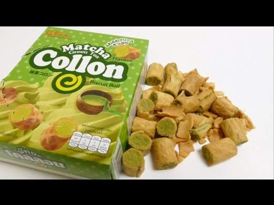 Glico Collon Matcha Green Tea Cream Biscuit Rolls