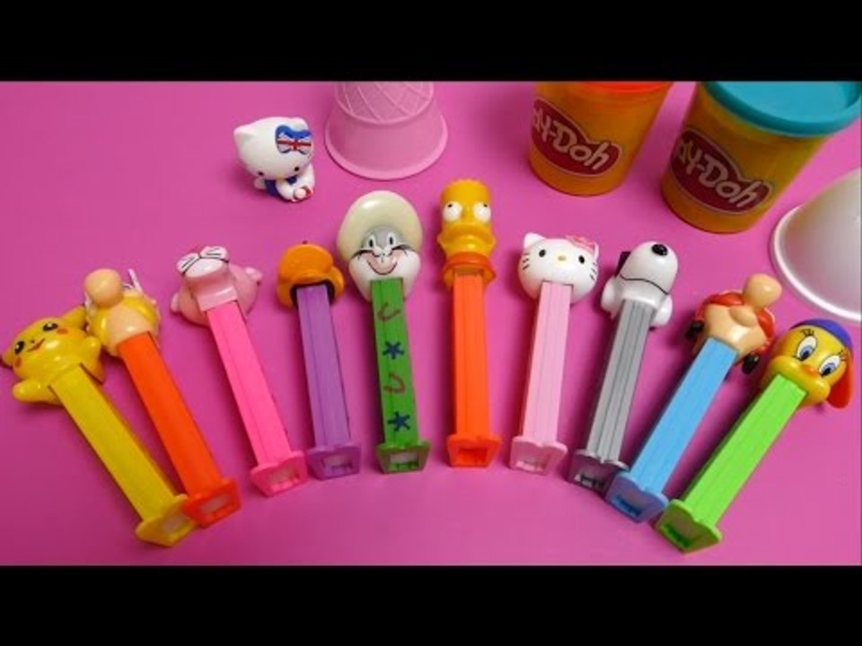 Pikachu, Hello Kitty, Pluto, Pink Panther, Asterix, Tweety PEZ Dispenser & Play Doh