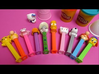 Pikachu, Hello Kitty, Pluto, Pink Panther, Asterix, Tweety PEZ Dispenser & Play Doh