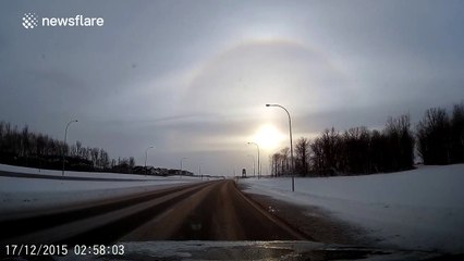 Beautiful phantom sun appears after snowstorm