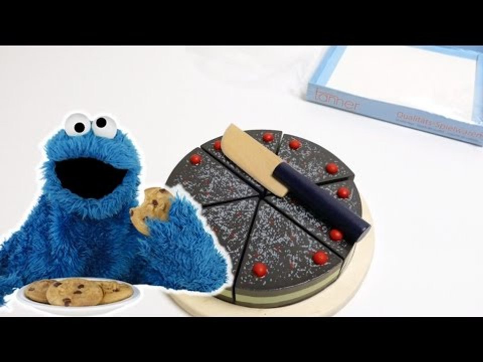 Wooden Birthday Party Velcro Cutting Cake for Cookie Monster