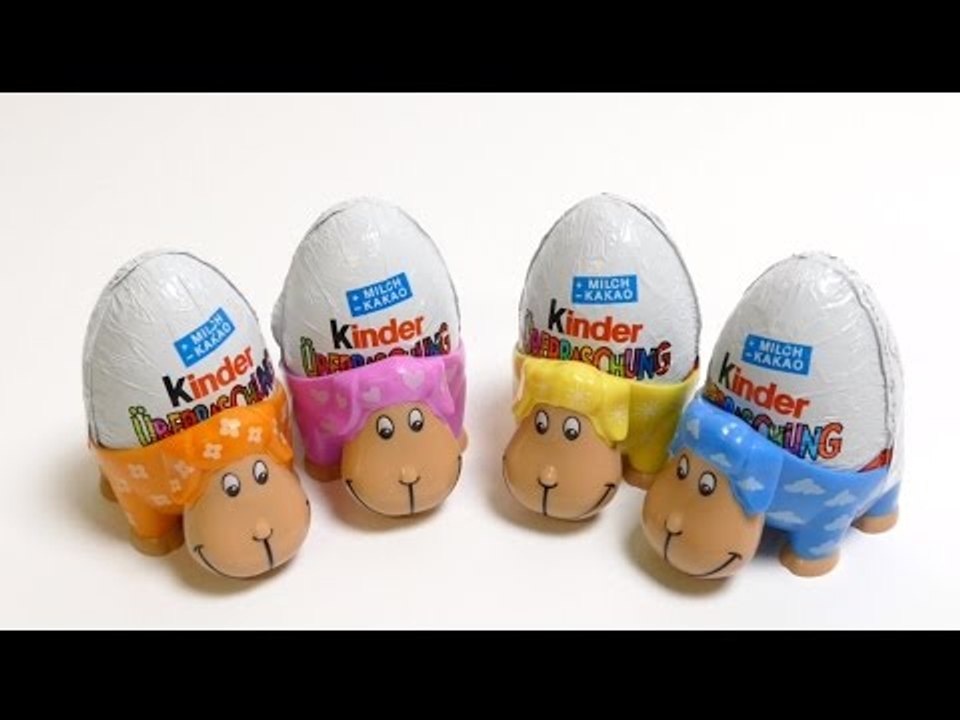 4 Kinder Surprise Eggs With Cute Sheep Egg Cups - Special SpongeBob Edition