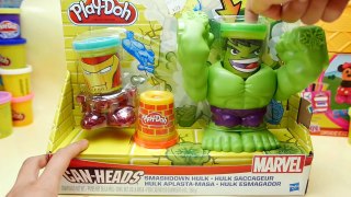 Play-Doh HULK SMASHDOWN - Can Heads IRON MAN Marvel Superhero Playdough Toys