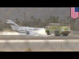Roda pendaratan rusak, memaksa pesawat mendarat dengan bagian perut  - TomoNews
