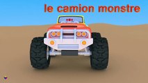 Jeu d'assemblage - le camion monstre. Dessin animé francais. Monster trucks for children