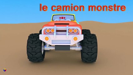 Jeu d'assemblage - le camion monstre. Dessin animé francais. Monster trucks for children