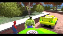 Hulk & Spiderman Car Fun! CARS Yellow & Green McQueen Avengers with Lightning McQueen