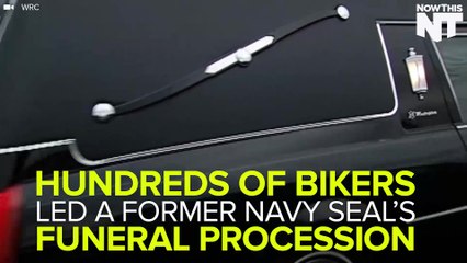 Cyclists Lead A Navy Seal's Funeral Procession