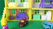 pigs Peppa Pig Peek 'n Surprise Playhouse with George and Sofia the First with Disney Cars Mater