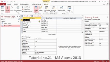 Tutorial no.21 - MS Access 2013