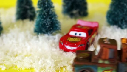 Disney Frozen Elsa and Anna with Olaf and Sven Meet Disney Cars Lightning McQueen and Mater Toys