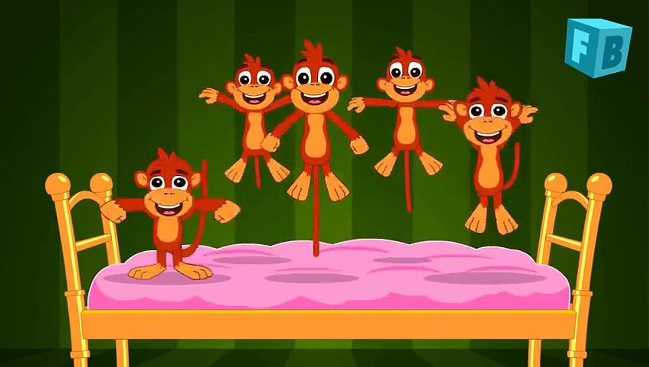 Five Little Monkeys Jumping On The Bed Children Nursery Rhyme Songs ...