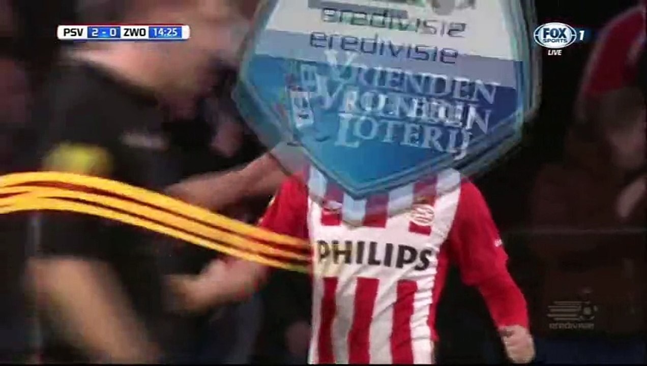 Gastón Pereiro Goal - PSV 2-0 Zwolle - 19-12-2015 Eredivisie
