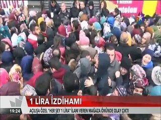 Konya'da Her şey 1 lira ilanı veren mağazada yaşanan izdiham