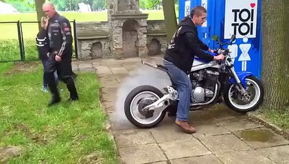 Motorcycle Burnout Ends In Surprise Fire