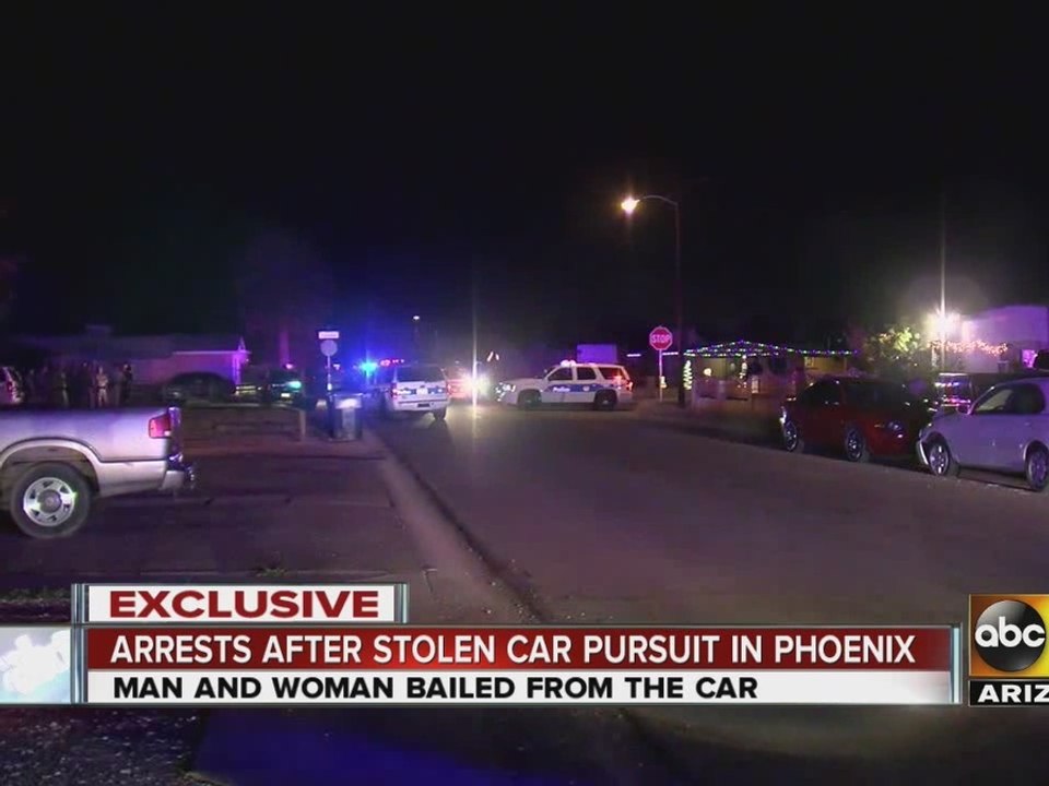 Arrests after stolen car pursuit in Phoenix.