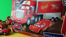 Disney Cars Mega Bloks Lightning McQueen Toy with Mack Truck and Duplo Lego Mater in Tractor Tipping