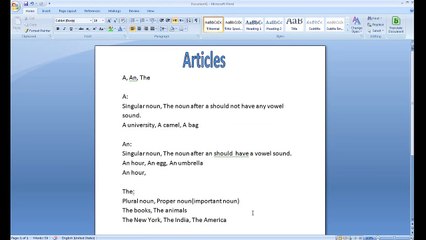 A, An, The-Articles in English(English version)