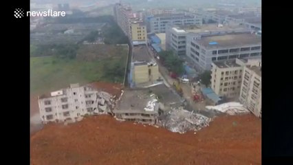 Drone captures devastation of China landslide