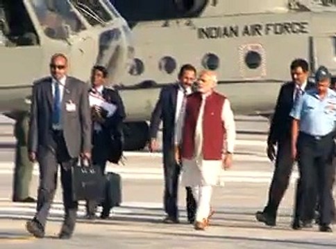 Bhuj Gujarat CM sees off PM Modi at Bhuj Airport