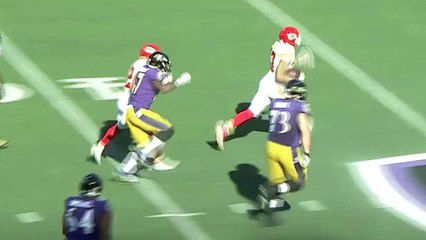 Branch scoops up fumble, takes it 73 yards to the house