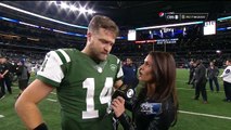 Ryan Fitzpatrick Photobombed by Nick Mangold, Asks 'Is This Live' - Jets vs. Cowboys - NFL