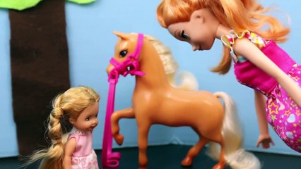 Barbie Pony Doctor with Frozen Anna and Felicia with Chelsea Barbie Horse Veterinarian