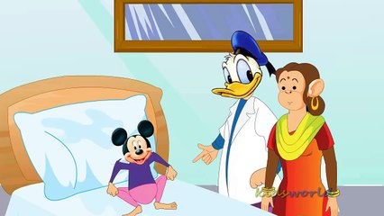 Five Mickey Mouse Donald Duck Kids Rhyme | Five Little Monkey Jumping On The Bed Nursery R