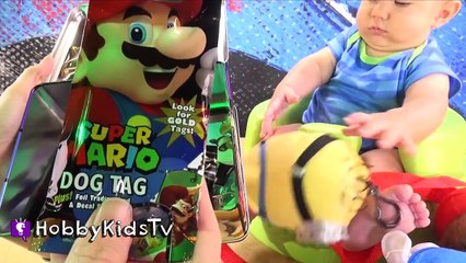 Super Mario SURPRISE Word Minion HobbyBaby Finds Eggs + Blind Box by HobbyKidsTV