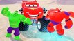 Disney Cars Lightning McQueen Playtime with Hulk and Baymax! Monster Jam McQueen FUN