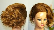 Hairstyle for medium long hair. Wedding prom updo