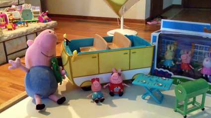 Playset Unboxing. Peppa Pig Birthday Party Toy Opening, And Friends. Camping Van Playset Review.