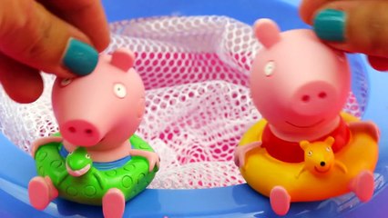 TOYS NEW Peppa Pig Bath Set Play doh Daddy Pig George Pool party toy episode SET