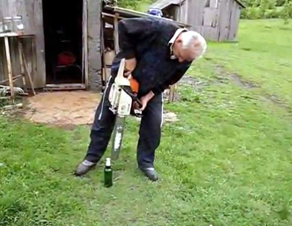 # Awesome - Opening Beer with Chainsaw