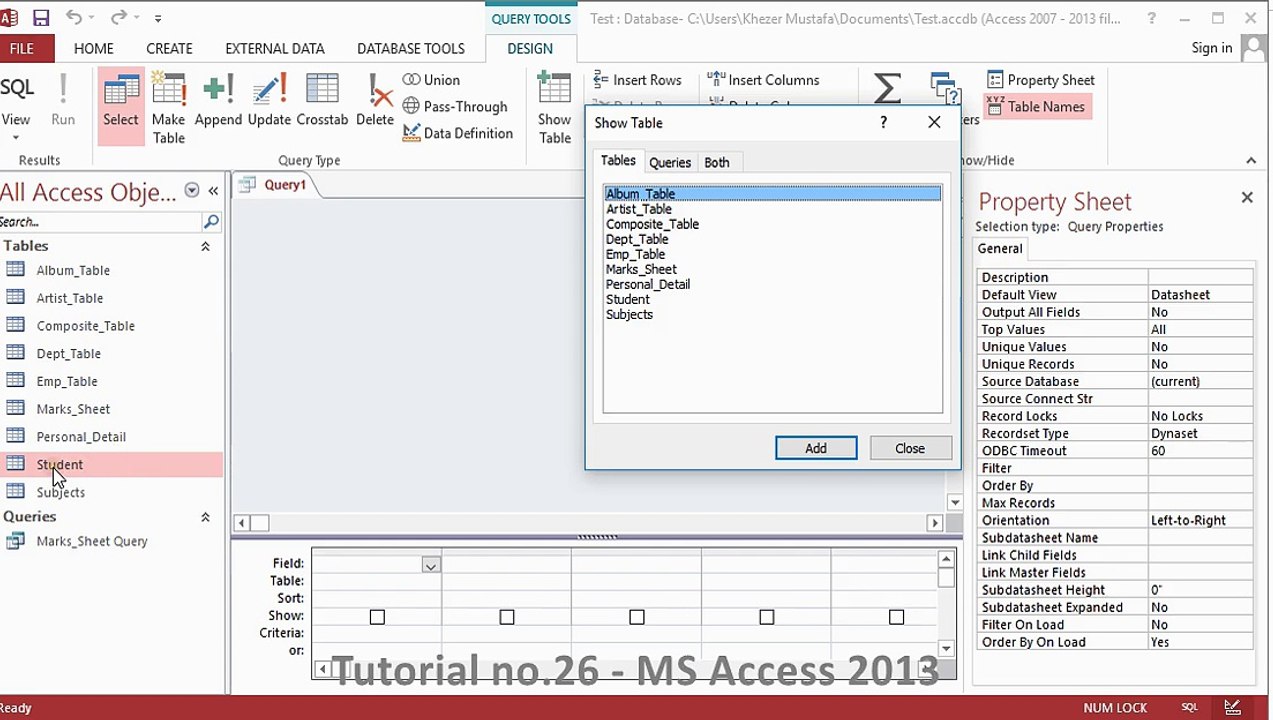 Tutorial no.26 - MS Access 2013