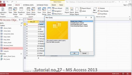 Tutorial no.27 - MS Access 2013