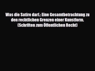 Télécharger la video: Was die Satire darf.: Eine Gesamtbetrachtung zu den rechtlichen Grenzen einer Kunstform. (Schriften