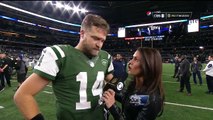 Ryan Fitzpatrick photobombed live on TV during Interview by Nick Mangold - NFL Gameby Nick Mangold, Asks Is This Live  Jets vs. Cowboys  NFL