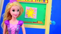 Barbie Videos RAPUNZEL Teaches ART CLASS Disney FROZEN Anna FAMILY Barbie School AllToyCollector