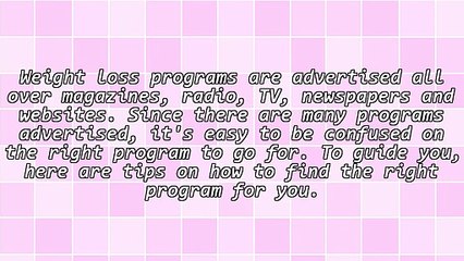 About Weight Loss Programs