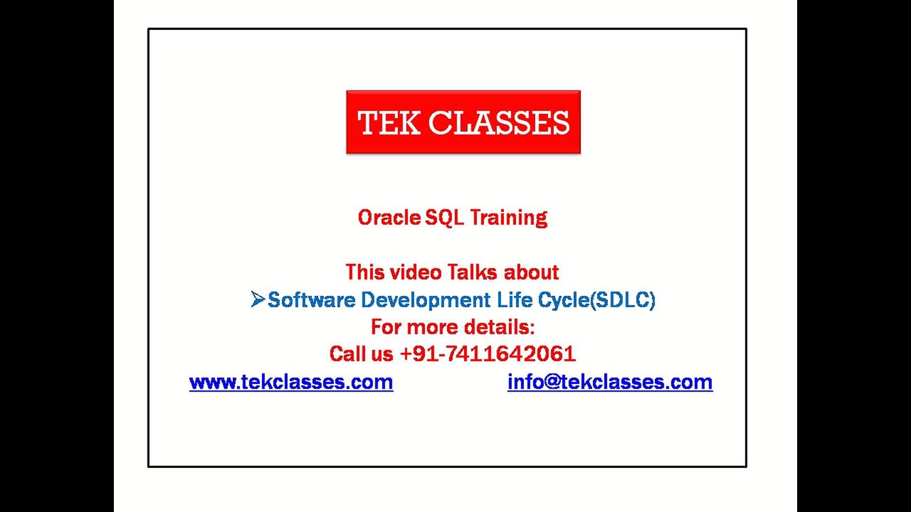 Software Life Cycle (SDLC),sql training videos, sql free tutorials, sql online training tutorials.
