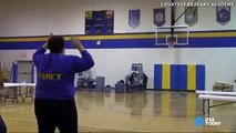 Mom makes miracle halfcourt shot and wins kid free tuition  Dailymotion