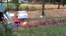 Guy Has A Unique Way To Make Yard Work Fun