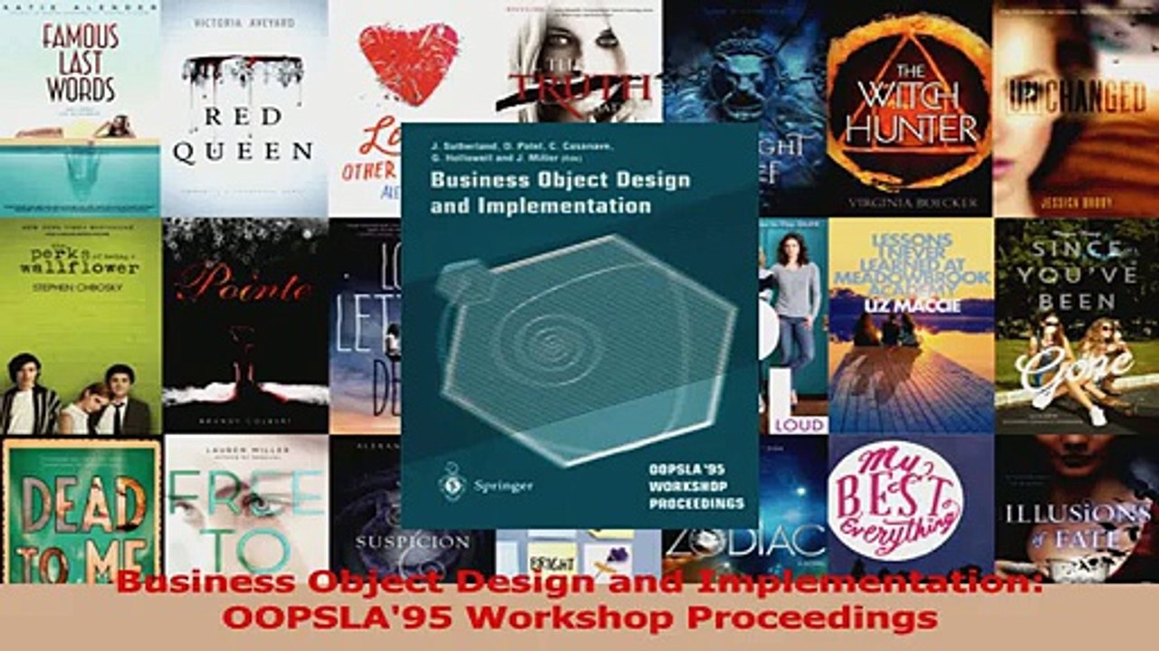 Business Object Design and Implementation OOPSLA95 Workshop Proceedings Download