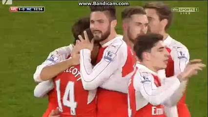 Theo Walcot Super Goal Arsenal 1-0 Manchester City Premie rLEague