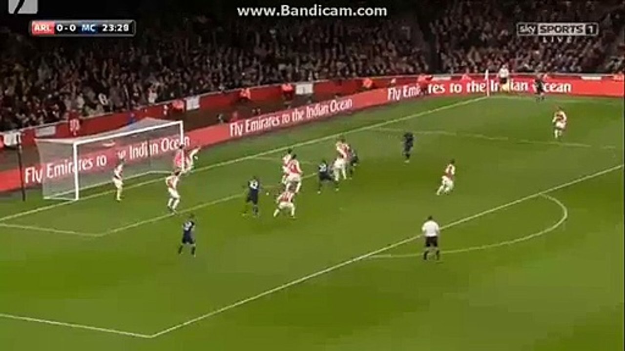 Kolarov Horror Foul Arsenal 0-0 Manchester City 21-12-2015