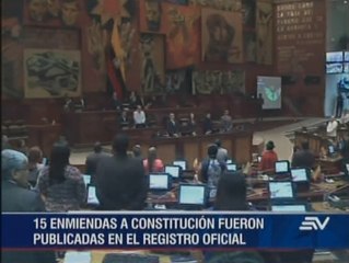 Enmiendas constitucionales se publican en el Registro Oficial