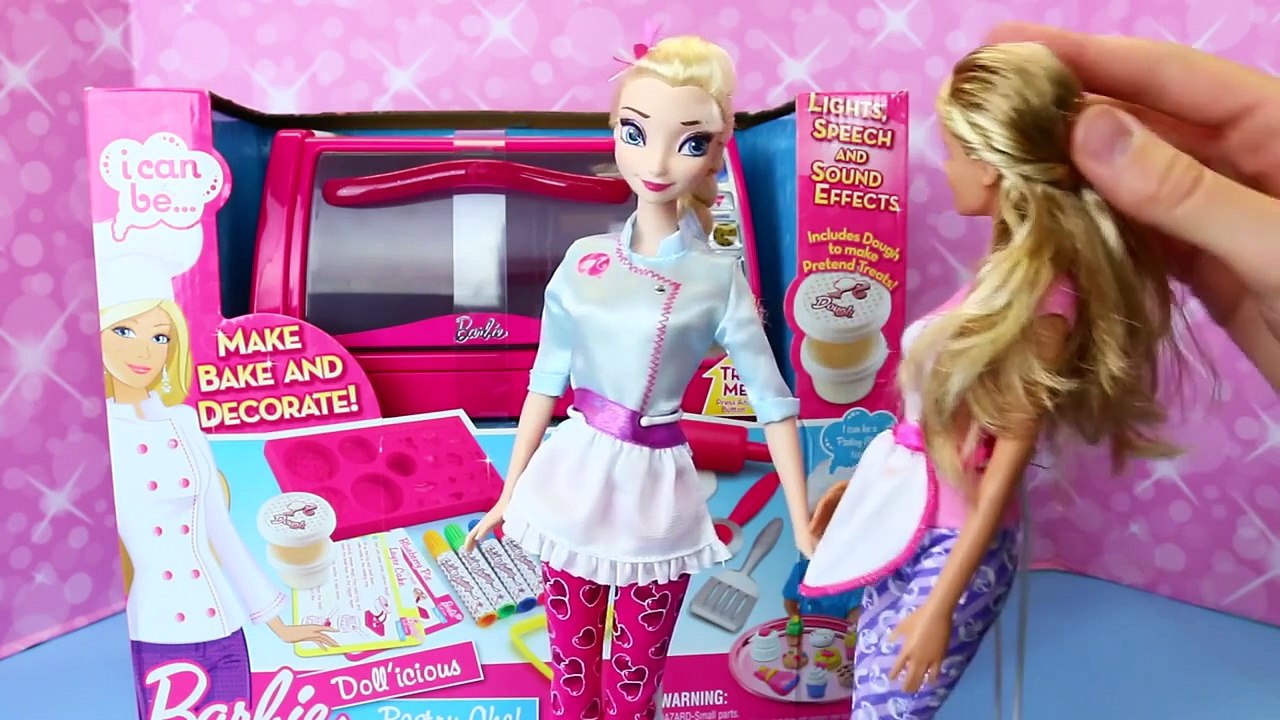 Play Doh BARBIE Pastry Chef Make, Bake & Decorate Cakes Kitchen Baking Oven Toy HD